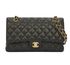 Medium Double Flap, &pound;4,900, Handbags, Black, Caviar Leather, Front view
